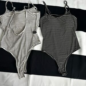 SHEIN Monochrome Striped Bodysuit
